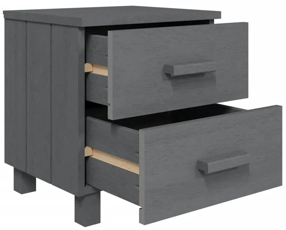 vidaXL Κομοδίνο HAMAR 2 Τεμ. Σκ. Γκρι 40x35x44,5εκ. Μασίφ Ξύλο Πεύκου