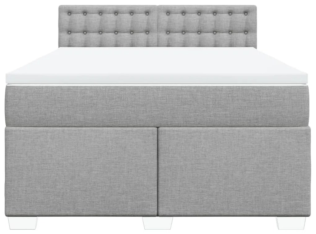 vidaXL Κρεβάτι Boxspring με Στρώμα Ανοιχτό Γκρι 140x200 εκ. Υφασμάτινο