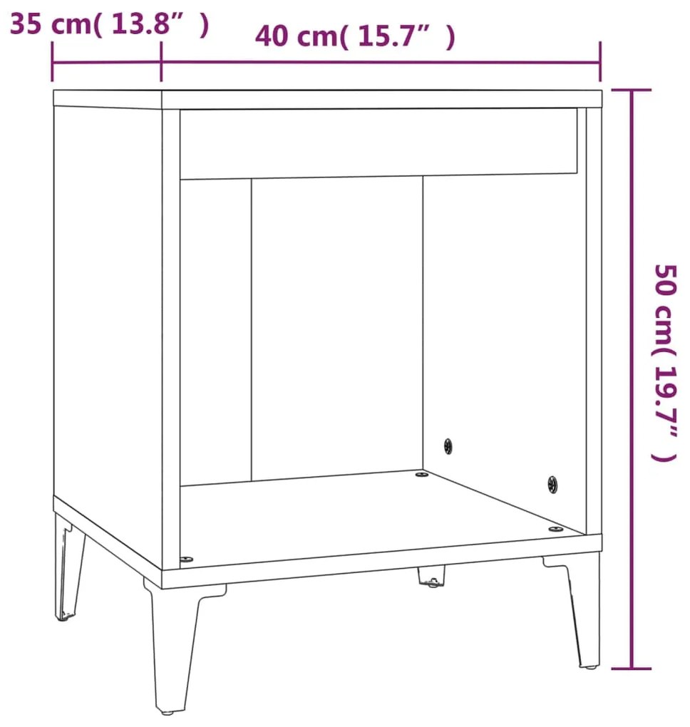 Κομοδίνα 2 τεμ. Λευκά 40 x 35 x 50 εκ. - Λευκό