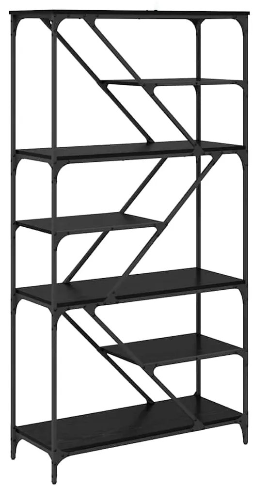 vidaXL Ράφι Βιβλίων Μαύρη Οξυά 91 x 36 x 176 εκ Επεξεργασμένο ξύλο