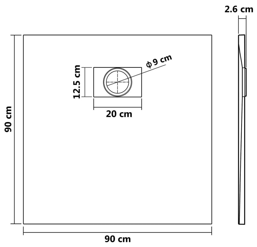 Βάση Ντουζιέρας Μαύρη 90 x 90 εκ. από SMC - Μαύρο