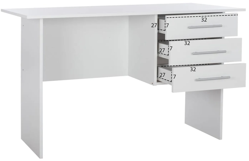 Γραφείο Ensley με 3 συρτάρια C2029.05 Λευκό 120x60x76 εκ. 120x60x76 εκ.