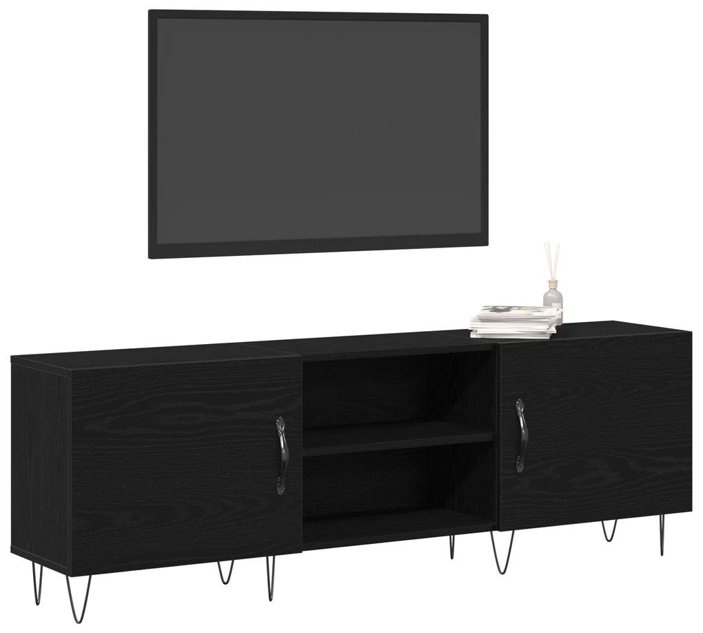 vidaXL Μονάδα τηλεόρασης Μαύρο Δρυς 150x30x50 εκ Επεξεργασμένο ξύλο