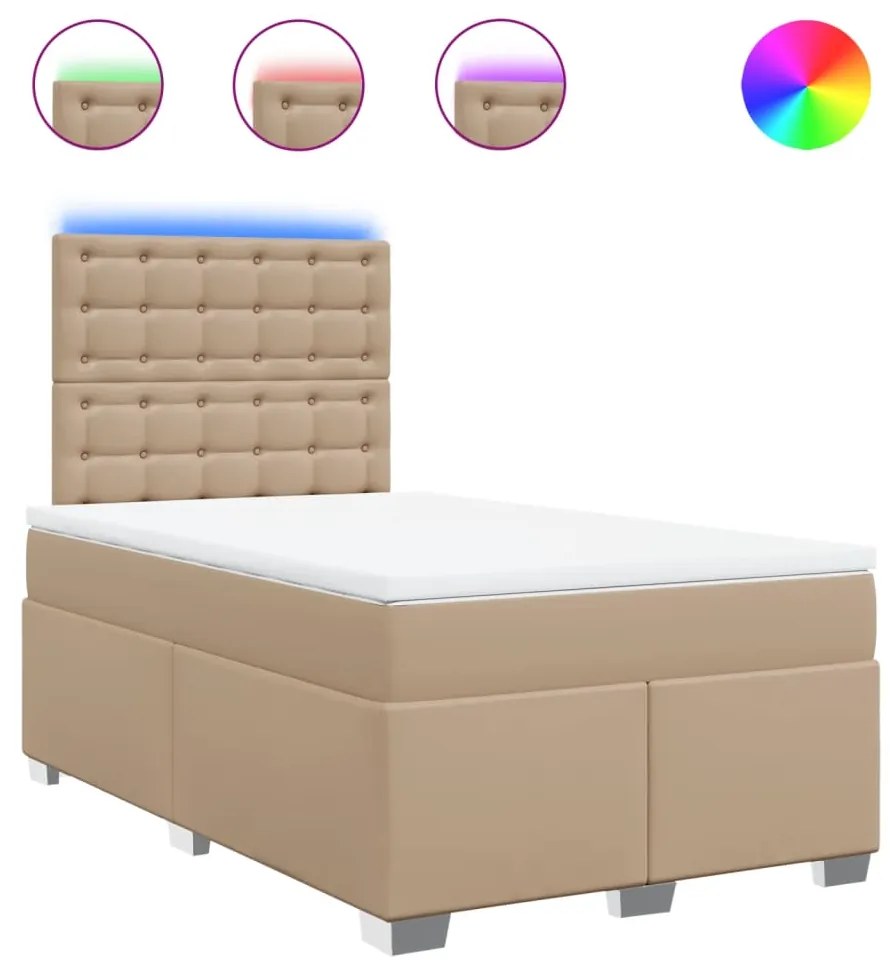 vidaXL Κρεβάτι Boxspring με Στρώμα Καπουτσίνο 120x200εκ.από Συνθ.Δέρμα