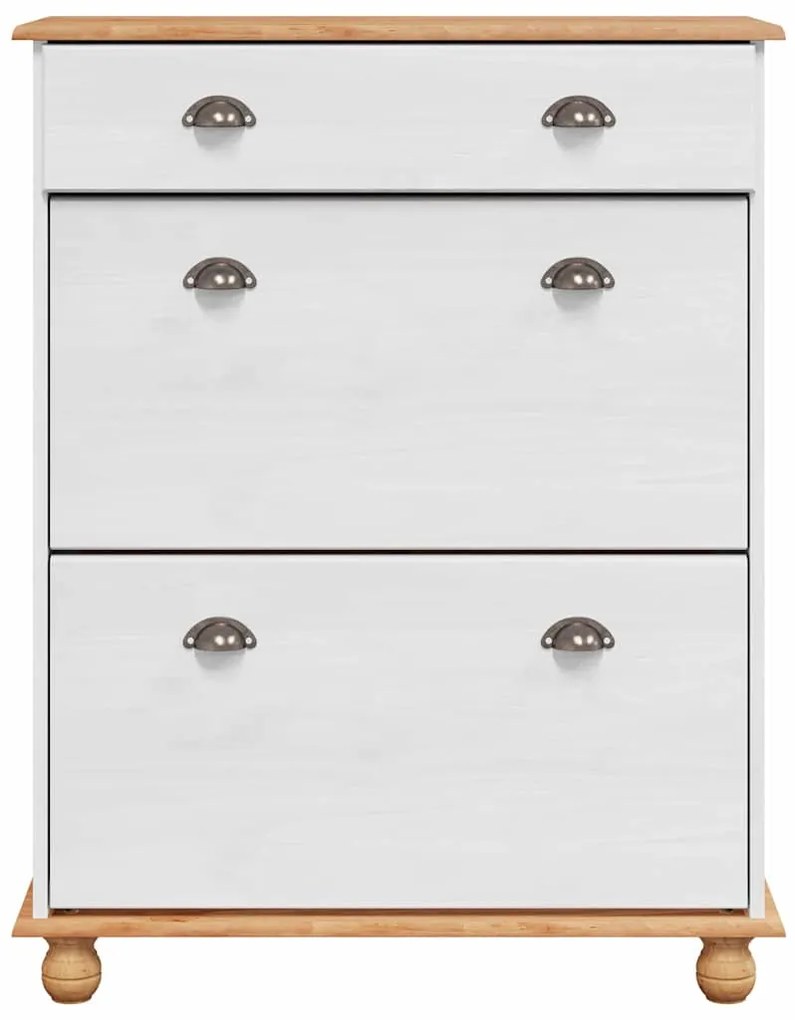 vidaXL Ντουλάπα Παπουτσιών Λευκό 85 x 35 x 108 εκ Μασίφ ξύλο πεύκου