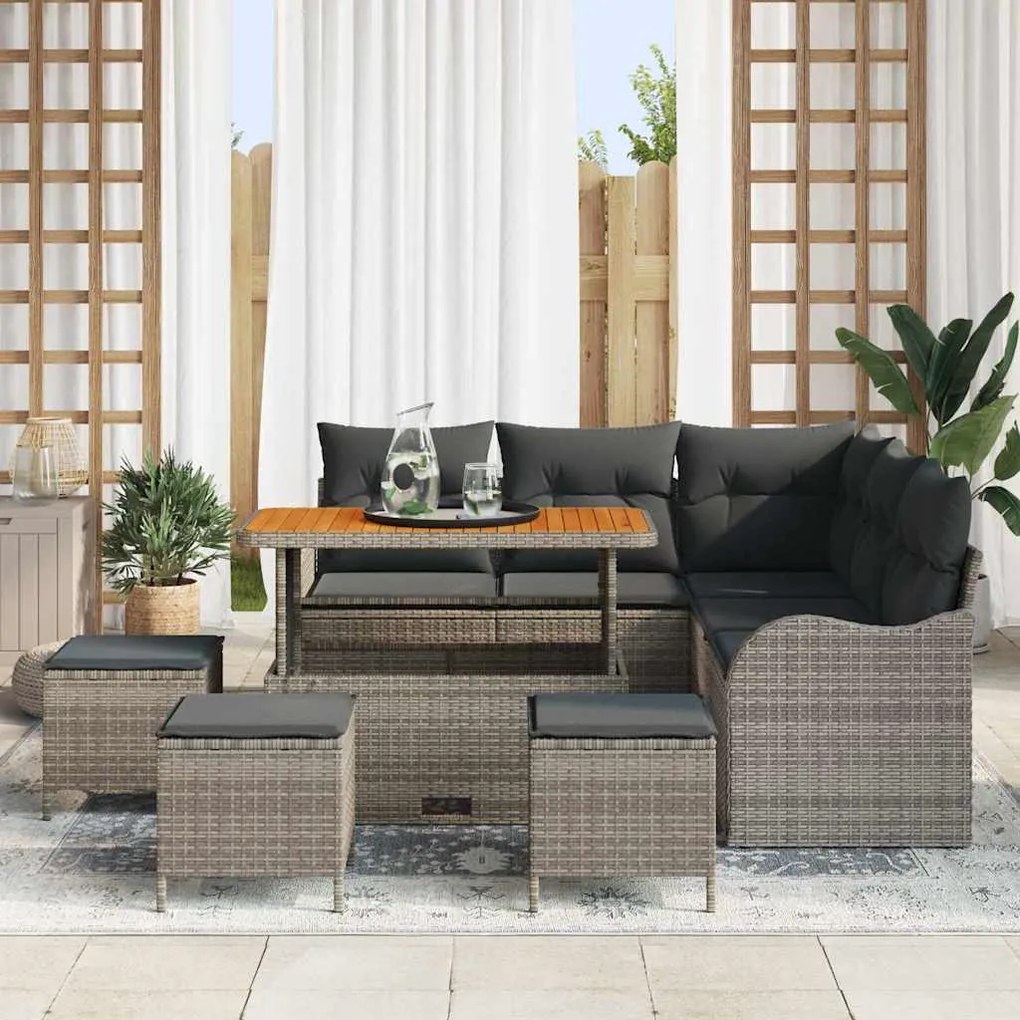 vidaXL Σετ Καναπέ Κήπου 9 pcs Γκρι συνθετικό ρατάν