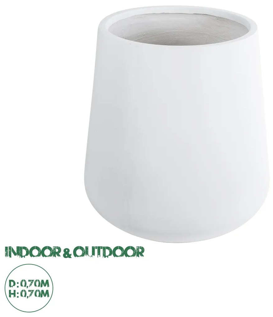 20693 GloboStar® Artificial Garden MISSOURI 20693 Διακοσμητικό Πολυεστερικό Τσιμεντένιο Κασπώ Γλάστρα - Flower Pot Λευκό Φ70 x Υ70cm