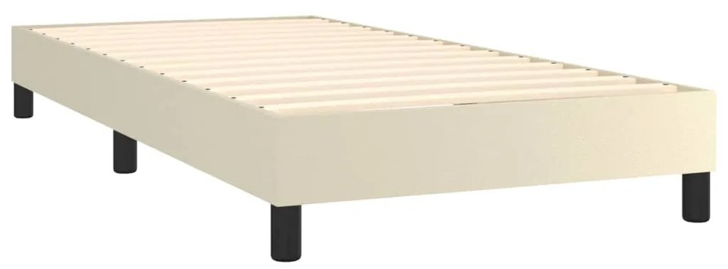 vidaXL Κρεβάτι Boxspring με Στρώμα Κρεμ 100x200εκ. από Συνθετικό Δέρμα