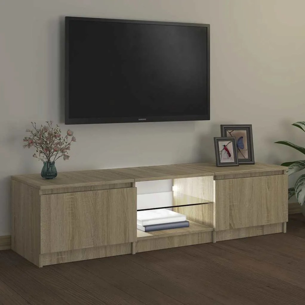 vidaXL Έπιπλο Τηλεόρασης με LED Sonoma Δρυς 140x40x36 εκ.
