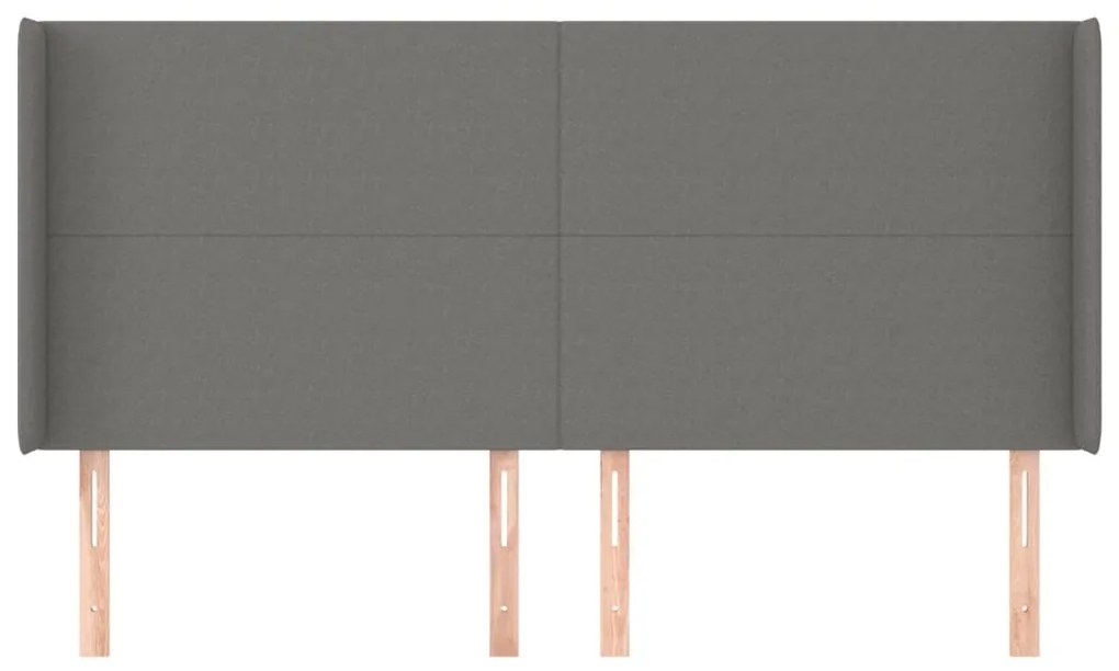 Κεφαλάρι με Πτερύγια Σκούρο Γκρι 183x16x118/128 εκ. Υφασμάτινο 3119315