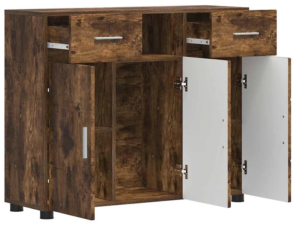 vidaXL Πλαϊνό γραφείο με συρτάρι Καπνιστή δρυς 88,5 x 30,5 x 73 εκ