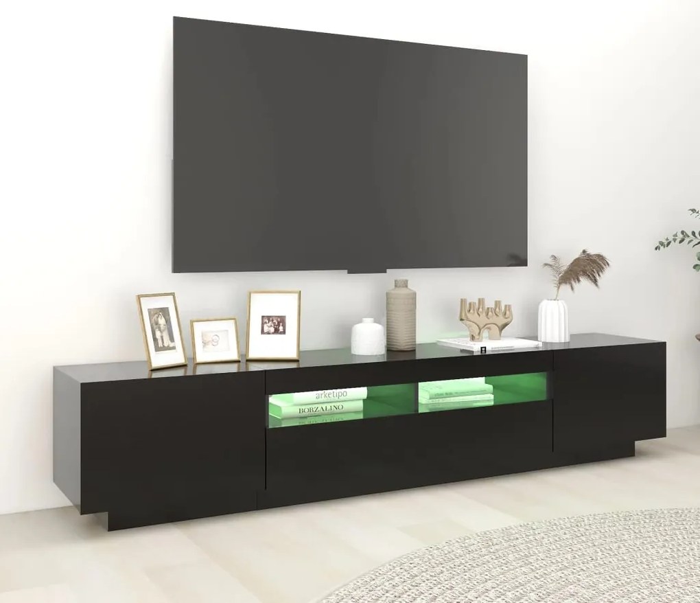 vidaXL Έπιπλο Τηλεόρασης με LED Μαύρο 200 x 35 x 40 εκ.
