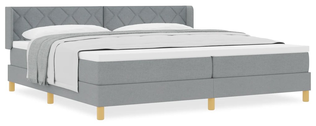 vidaXL Κρεβάτι Box Spring, Ανοιχτό Γκρι, 200x200 cm Υφασμάτινο
