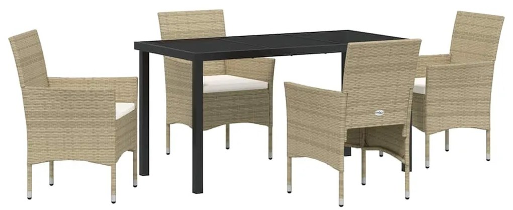 vidaXL Σέτ φαγητού για κήπο με μαξιλάρι 5 pcs Μπεζ Πολυ ράταν