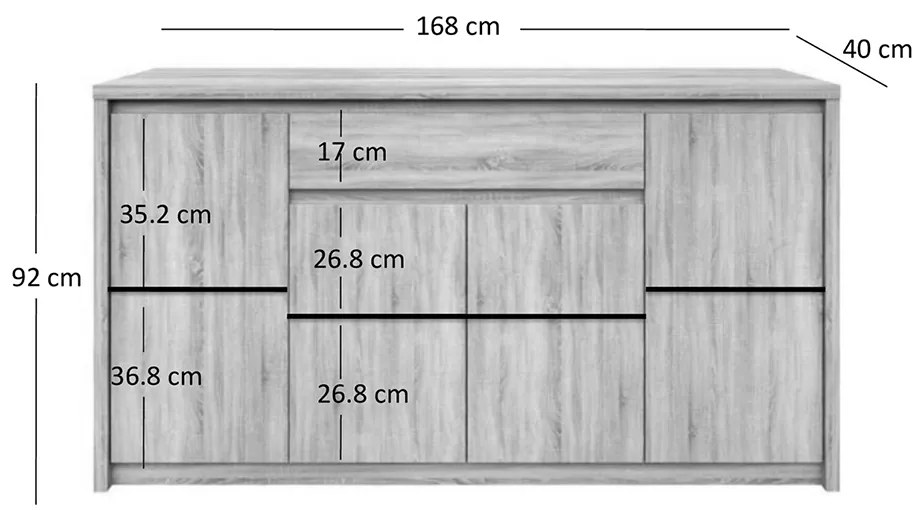 NORTON ΜΠΟΥΦΕΣ 168X40X91.5ΕΚ SONOMA