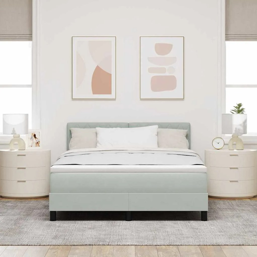 vidaXL Κρεβάτι με ελατήρια Ανοιχτό γκρι 160 x 200 cm Βελούδο