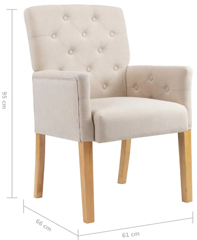 vidaXL Καρέκλες Τραπεζαρίας με Μπράτσα 2 τεμ. Μπεζ Υφασμάτινες