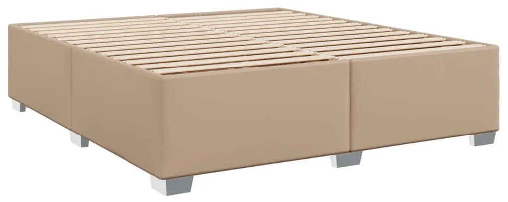 vidaXL Κρεβάτι Boxspring με Στρώμα Καπουτσίνο 200x200εκ.από Συνθ.Δέρμα