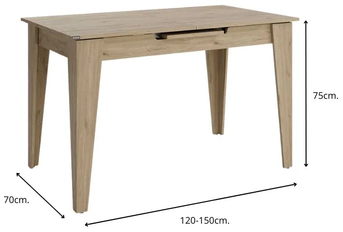 Τραπέζι Trendline Megapap επεκτεινόμενο χρώμα oak 120/150x70x75εκ. - GP009-0274,1