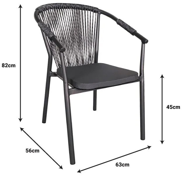 Τραπεζαρία Kliton-Convince σετ 3τεμ  αλουμίνιο σε ανθρακί απόχρωση 80x80x74εκ 80x80x74 εκ.