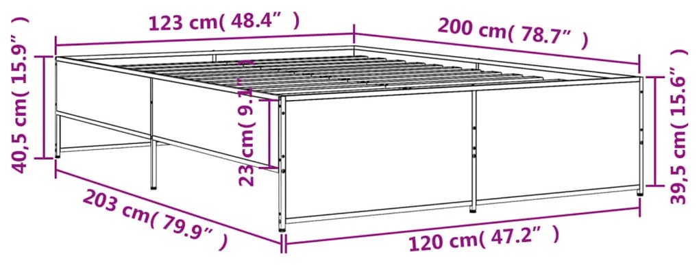 ΠΛΑΙΣΙΟ ΚΡΕΒΑΤΙΟΥ ΚΑΦΕ ΔΡΥΣ 120X200 ΕΚ. ΕΠΕΞ. ΞΥΛΟ &amp; ΜΕΤΑΛΛΟ 3279896