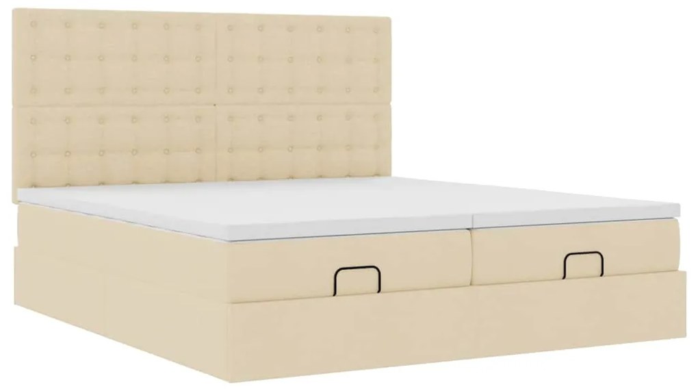 vidaXL Οθωμανικό Κρεβάτι με Στρώματα Κρέμα 200x200cm Ύφασμα