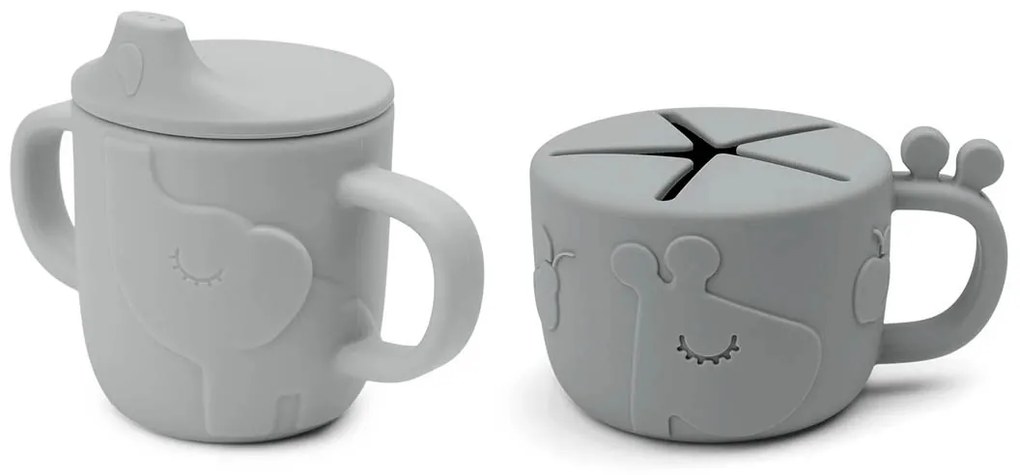 Ποτήρι Εκπαιδευτικό 120ml + Κυπελάκι Σνακ Done By Deer Deer Friends Grey BR76638
