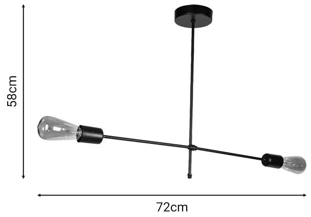 Φωτιστικό οροφής δίφωτο Imesy μαύρο μέταλλο 72x12x58εκ 72x12x58 εκ.