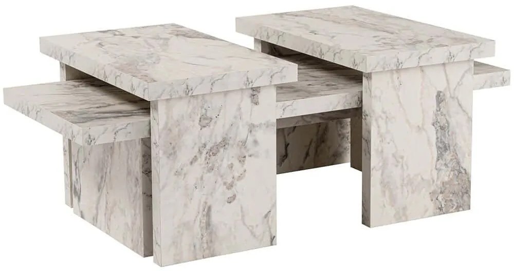 Τραπέζι Σαλονιού Sanctuary 241NRD1220 110x45x41,5cm Marble Effect White