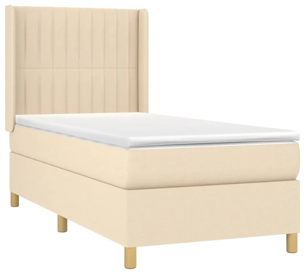 ΚΡΕΒΑΤΙ BOXSPRING ΜΕ ΣΤΡΩΜΑ ΚΡΕΜ 100 X 200 ΕΚ. ΥΦΑΣΜΑΤΙΝΟ 3132134