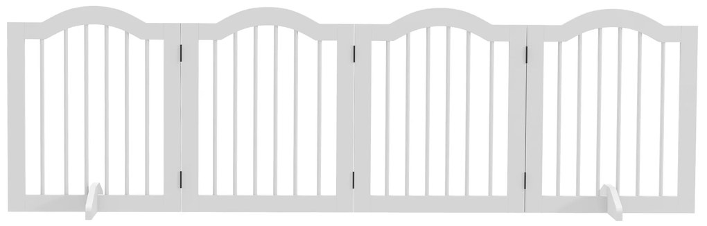 PawHut Αναδιπλούμενο Πάνελ Πόρτας Σκύλου, 4 πάνελ, για σκάλες, διαδρόμους, πόρτες, MDF/Μασίφ ξύλο, Λευκό