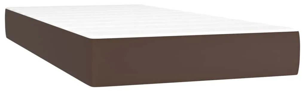 Κρεβάτι Boxspring με Στρώμα &amp; LED Καφέ 200x200 εκ. Συνθ. Δέρμα - Καφέ