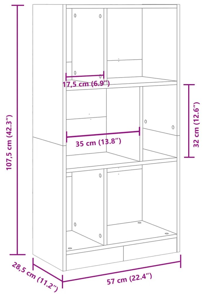 ΒΙΒΛΙΟΘΗΚΗ ΚΑΦΕ ΔΡΥΣ 57X28,5X107,5 ΕΚ. ΑΠΟ ΕΠΕΞΕΡΓΑΣΜΕΝΟ ΞΥΛΟ 848009