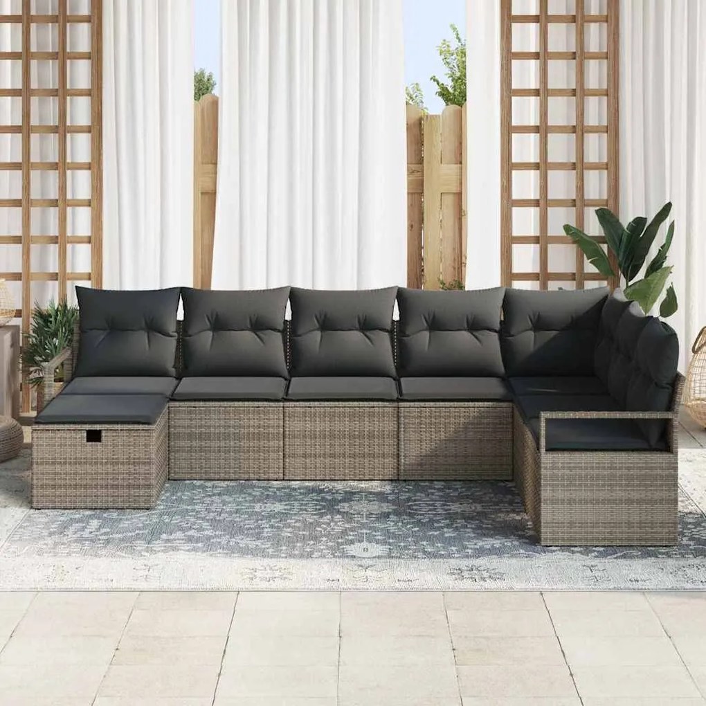 vidaXL Σετ Καναπέ Κήπου 8 pcs Γκρι 287 x 177 x 85 εκ. Πολυ ράταν