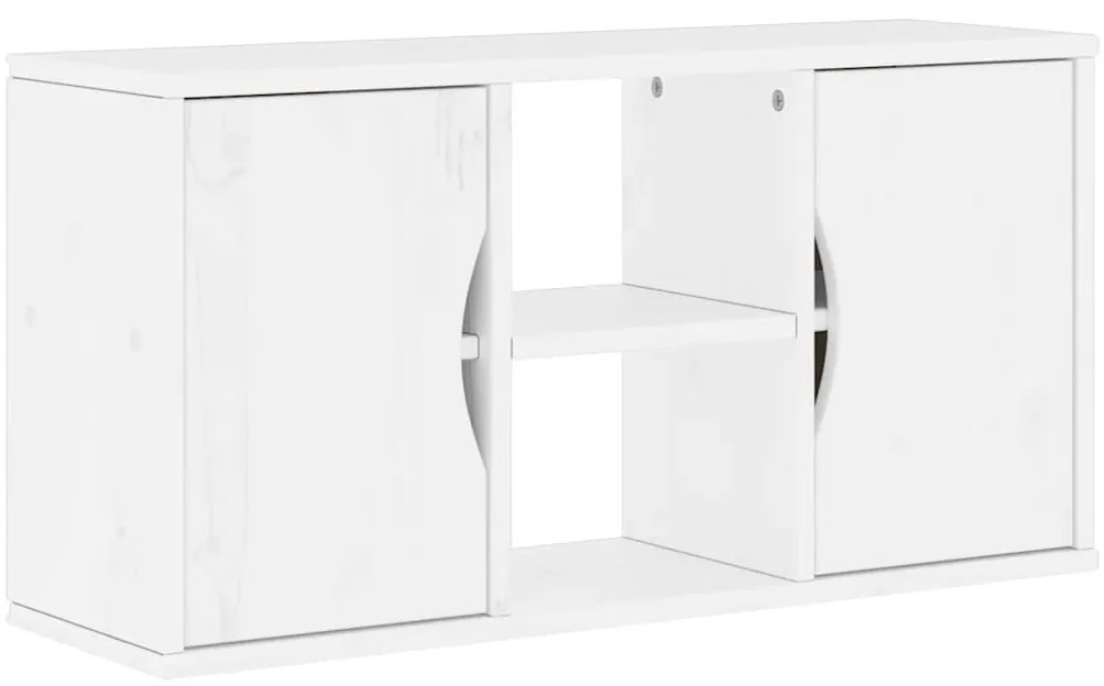 vidaXL Ντουλάπι τηλεόρασης ODDA Λευκό 79x24x40 εκ. Μασίφ Ξύλο Πεύκου