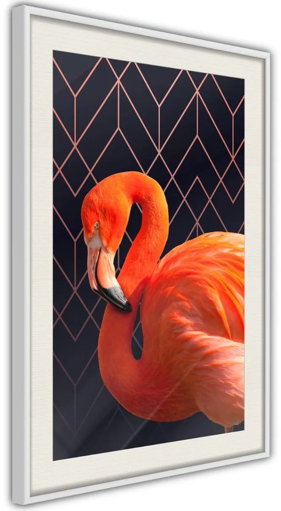 Αφίσα - Orange Flamingo - 20x30 - Χρυσό - Χωρίς πασπαρτού