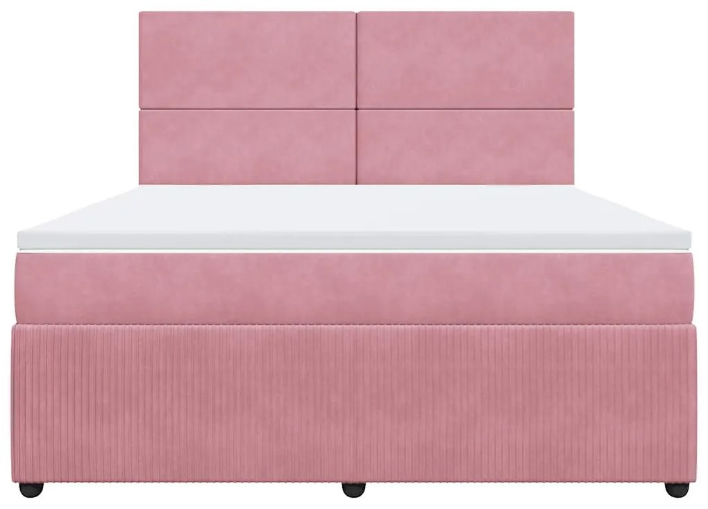 vidaXL Κρεβάτι Boxspring με Στρώμα Ροζ 180x200 εκ. Βελούδινο