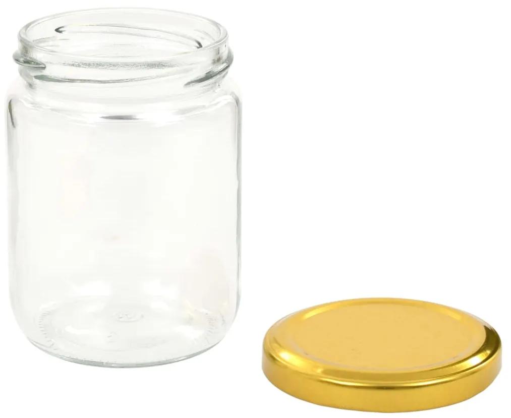 vidaXL Βάζα Μαρμελάδας 48 τεμ. 230 ml Γυάλινα με Χρυσά Καπάκια