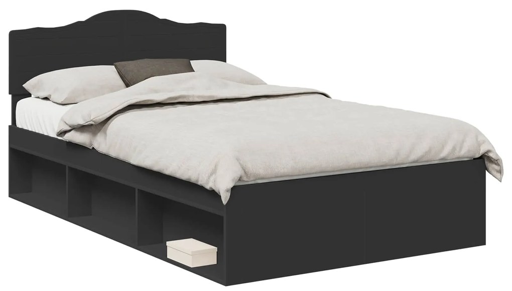 vidaXL Σκελετός Κρεβατιού Μαύρο 120 x 190 cm Στερεά ξυλεία πεύκου