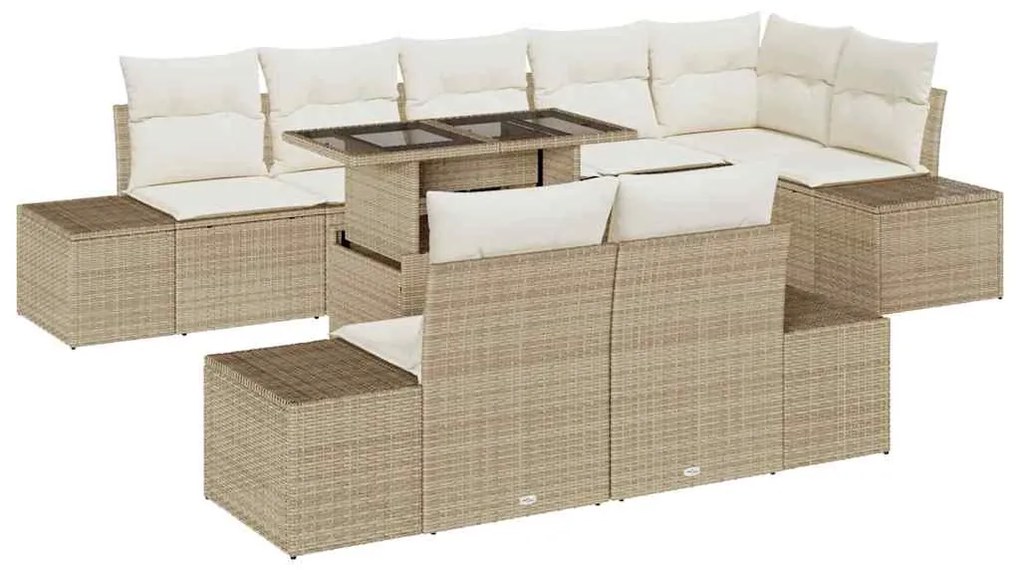 vidaXL Σετ Καναπέ Κήπου 9 pcs μπεζ και κρεμ 100 x 55 x 73 εκ