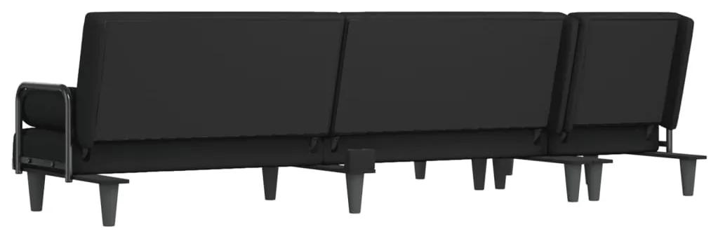 vidaXL Καναπές Κρεβάτι Γωνιακός Μαύρος 260 x 140 x 70 εκ. Υφασμάτινος