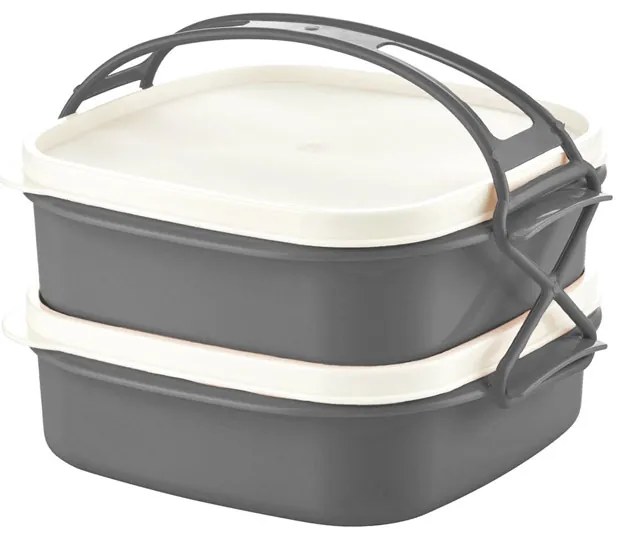 Πλαστικό Φαγητοδοχείο - Lunch Box 2 Επιπέδων 21.5 x 19.5 x 15.3 cm Herzberg HG-L795