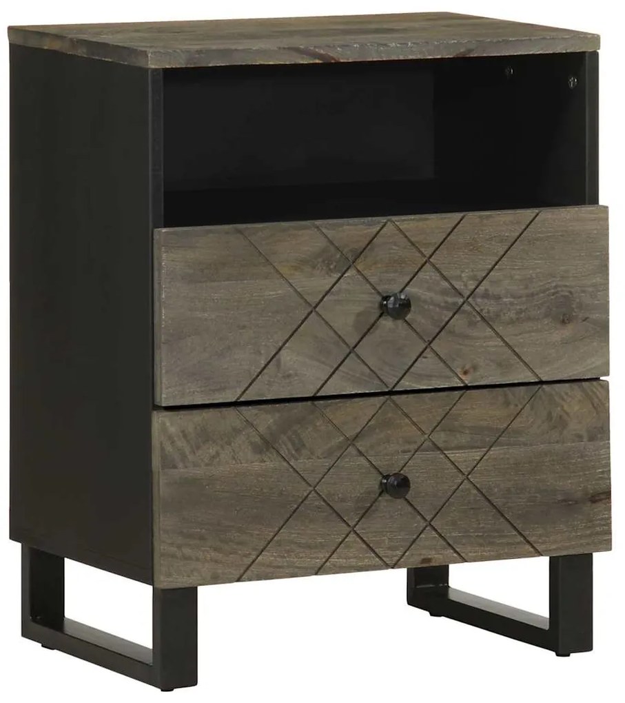 vidaXL Κομοδίνο μαύρο 50x33x62 cm μασίφ ξύλο Μάνγκο