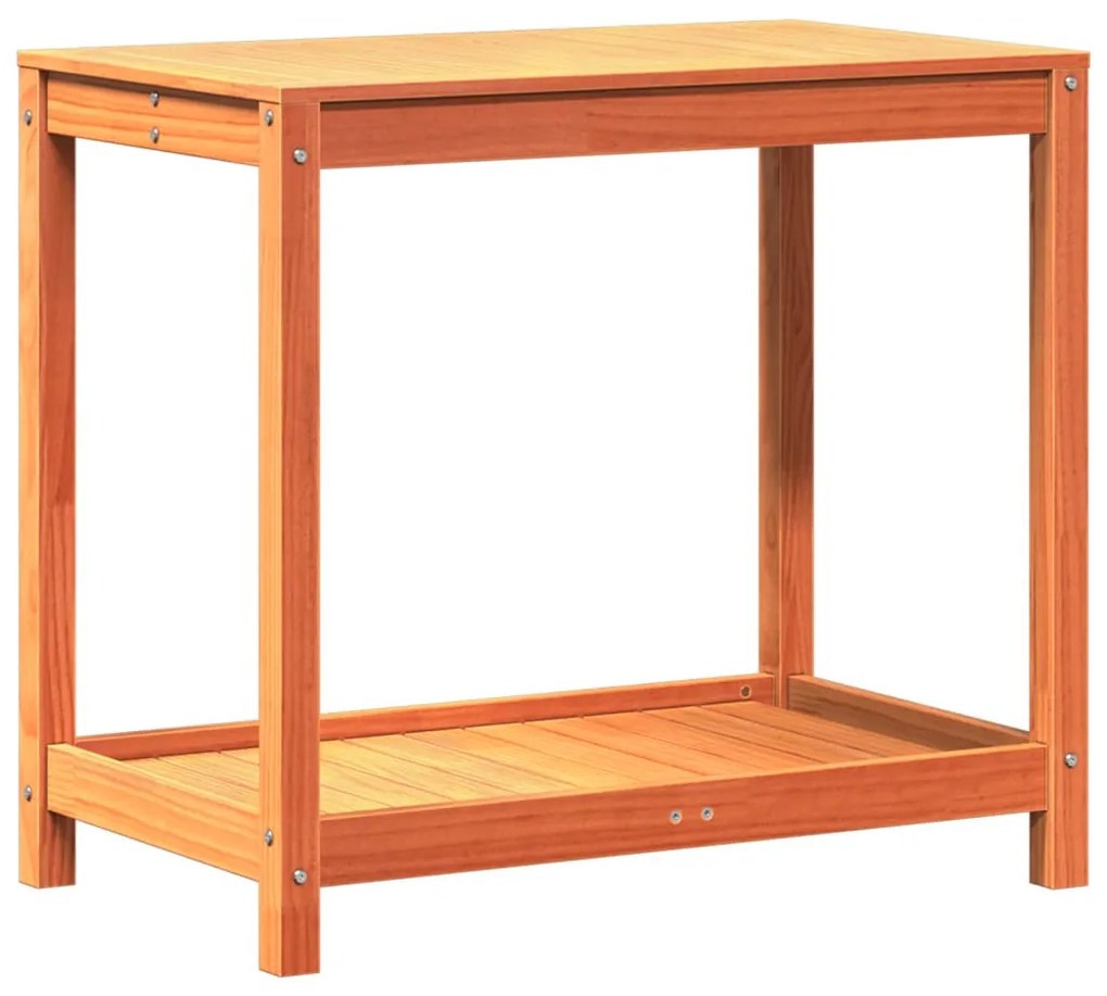 vidaXL Τραπέζι Κηπουρικής με Ράφι Καφέ 82,5x50x75εκ. Μασίφ Ξύλο Πεύκου