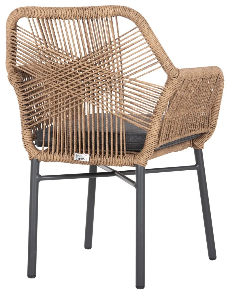ΠΟΛΥΘΡΟΝΑ TOPIN HM6048.03 ΑΛΟΥΜΙΝΙΟ ΑΝΘΡΑΚΙ-P.E. RATTAN ΜΠΕΖ-ΜΑΞΙΛΑΡΙ ΑΝΘΡΑΚΙ