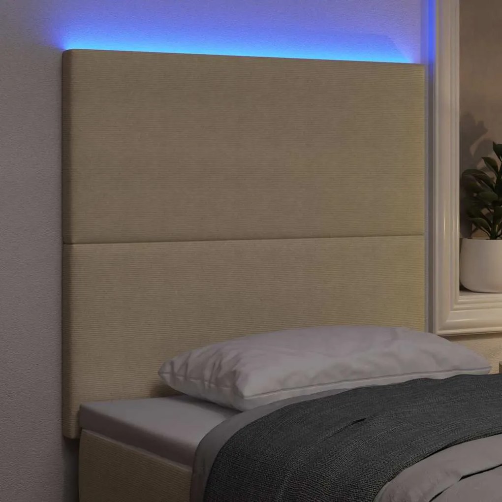 vidaXL LED κεφαλάρι με φώτα λωρίδας LED Γκρι Πράσινο 100 cm ύφασμα