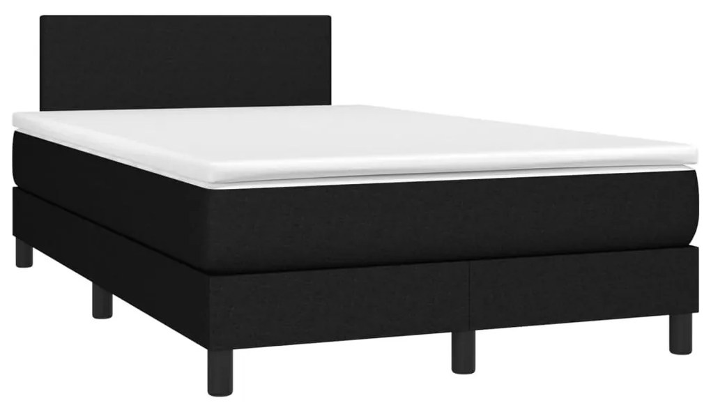 Κρεβάτι Boxspring με Στρώμα Μαύρο 120x200 εκ. Υφασμάτινο - Μαύρο