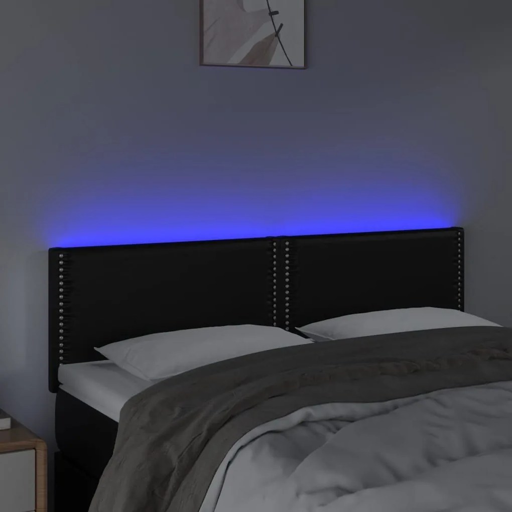 Κεφαλάρι Κρεβατιού LED Μαύρο 144x5x78/88 εκ. Συνθετ. Δέρμα - Μαύρο
