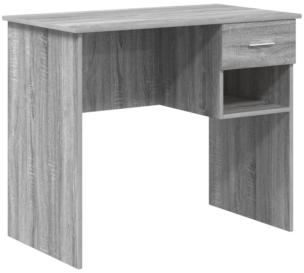 vidaXL Γραφείο με Αποθήκη Γκρι Sonoma 90x49.5x75 cm Επεξεργασμένο Ξύλο