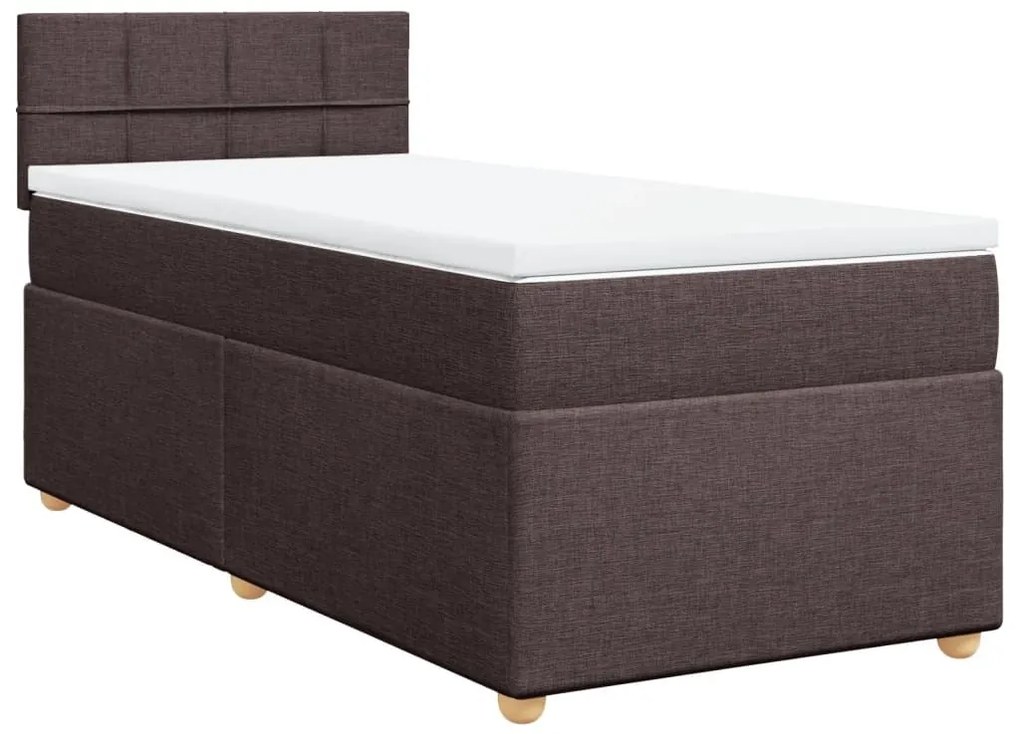 Κρεβάτι Boxspring με Στρώμα Σκούρο Καφέ 100x200 εκ. Υφασμάτινο - Καφέ